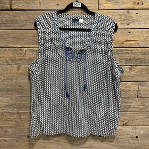 Basic Editions Women's Embroidered Sleeveless Blouse Tank Top Size 2X Tunic Boho